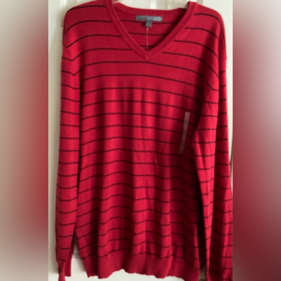 NWT Men’s Size XL Old Navy Red and Blue Striped VNeck Sweater - Picture 13 of 16